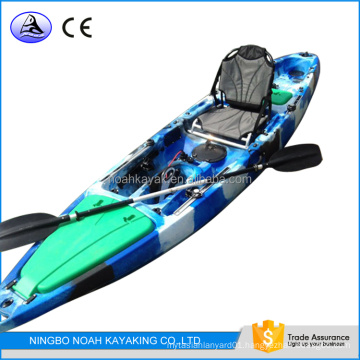 Single fishing kayak with electric motor